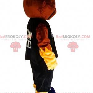 Mascotte de chat marron avec un maillot de supporter -