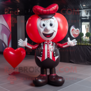 Red Heart Shaped Balloons mascot costume character dressed with a Waistcoat and Bracelet watches
