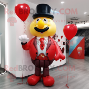 Red Heart Shaped Balloons mascot costume character dressed with a Waistcoat and Bracelet watches