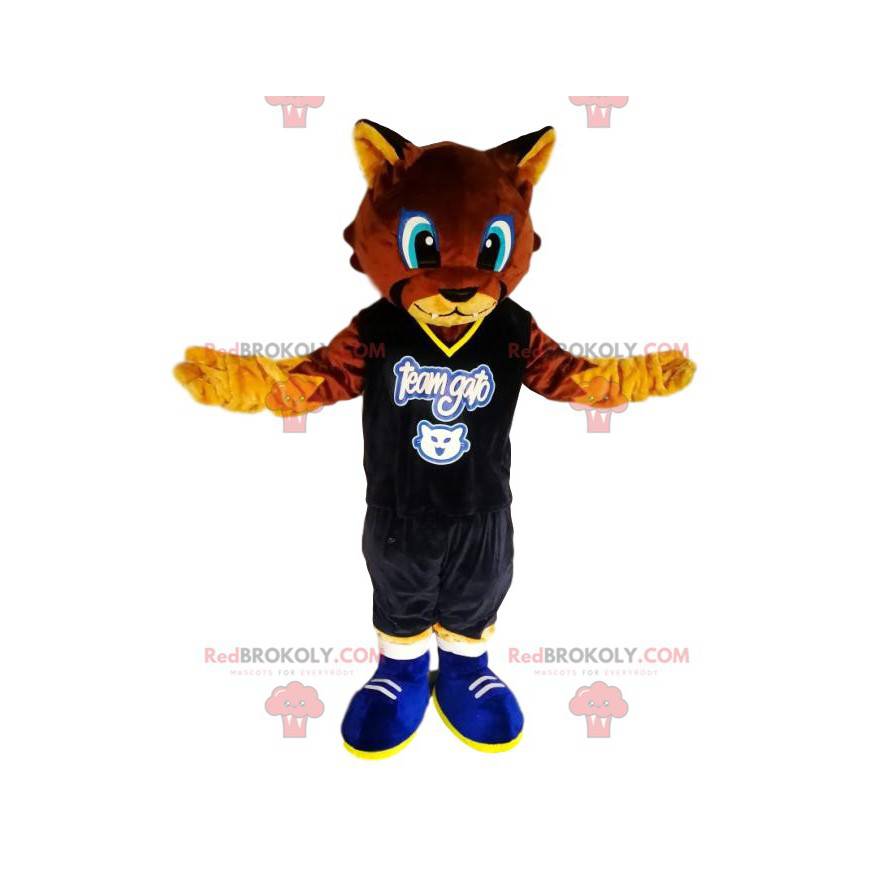 Mascote do gato marrom com uma camisa de torcedor - Mascote do gato marrom com uma camisa de torcedor -