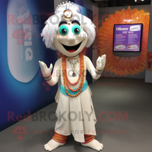 White Tikka Masala mascot costume character dressed with a Culottes and Necklaces