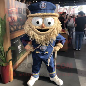 Navy Ramen mascot costume character dressed with a Chambray Shirt and Shoe laces