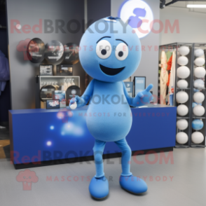 Blue Handball Ball mascot costume character dressed with a Yoga Pants and Beanies
