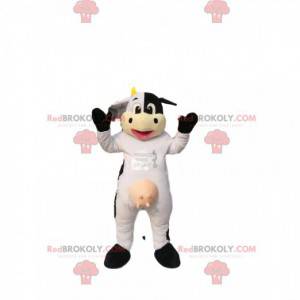 Mascot white and black cow, with yellow horns. - Redbrokoly.com