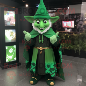 Grön Wizard maskot kostym...