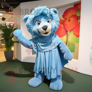 Sky Blue Lion maskot kostym...
