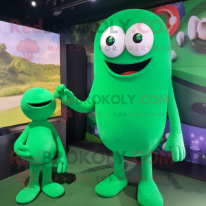 Green Moussaka mascot costume character dressed with a Bodysuit and Watches