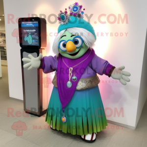 nan Aglet mascot costume character dressed with a Maxi Skirt and Digital watches