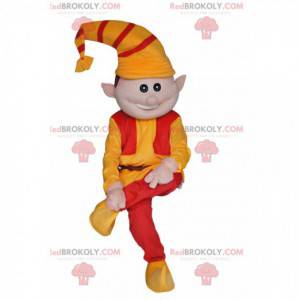 Mascotte de lutin avec un chapeau jaune et rouge -