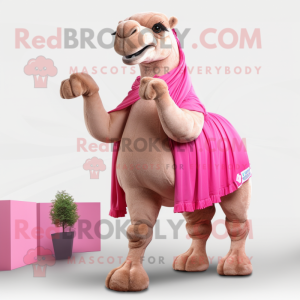 Pink Camel mascot costume character dressed with a Capri Pants and Wraps