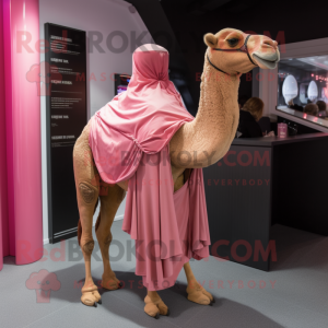 Pink Camel mascot costume character dressed with a Capri Pants and Wraps