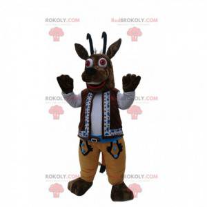 Mascotte bruine zeem met zijn traditionele outfit -