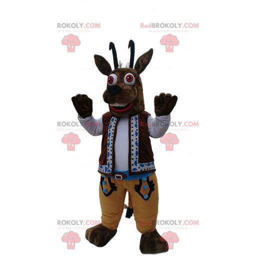 Maskot hnědého kamzíka s tradičním oblečením - Redbrokoly.com