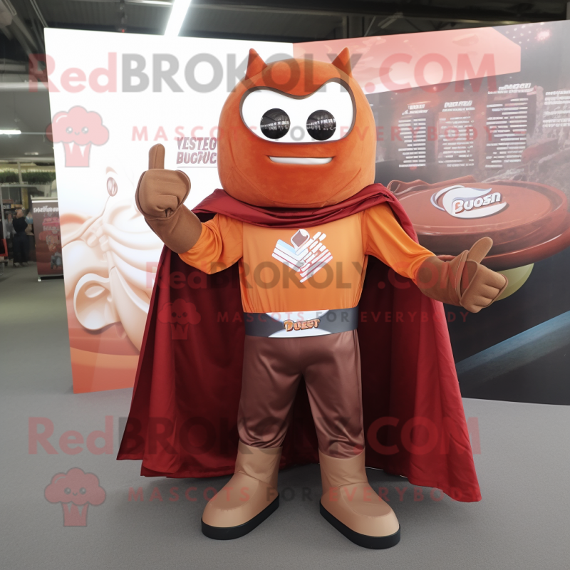 Rust Superhero mascot costume character dressed with a V-Neck Tee and Shawls Rust Superhero mascot costume character dressed with a V-Neck Tee and Shawls