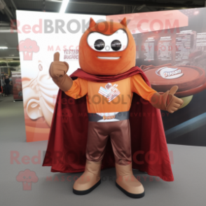 Rust Superhero mascot costume character dressed with a V-Neck Tee and Shawls