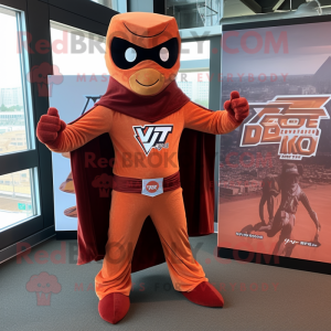 Rust Superhero mascot costume character dressed with a V-Neck Tee and Shawls