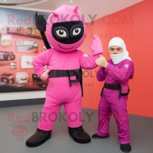 Rosa Ninja maskot kostym...