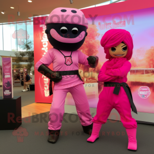 Rosa Ninja maskot drakt...