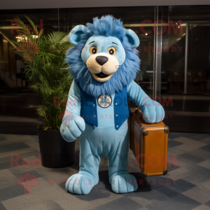 Blue Lion maskot kostym...
