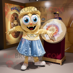 Gold Plate Spinner mascot costume character dressed with a Mom Jeans and Tote bags