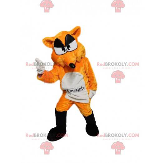 Mascotte di volpe arancione e bianca. Costume da volpe -