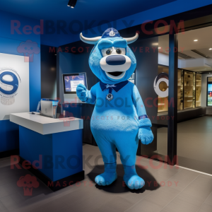Blue Steak mascot costume character dressed with a Graphic Tee and Watches