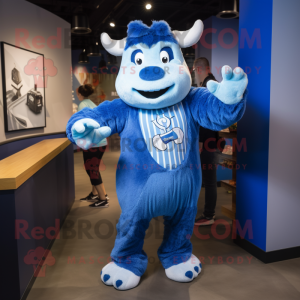 Blue Steak mascot costume character dressed with a Graphic Tee and Watches