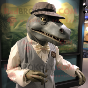 Grå Iguanodon maskot drakt...