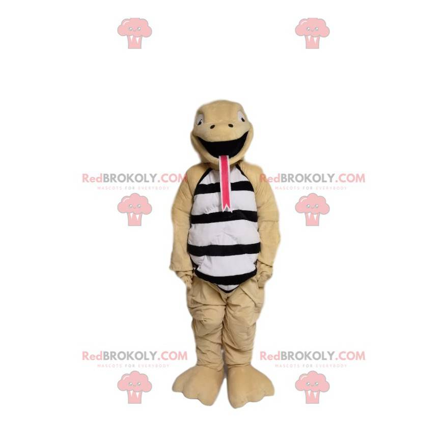 Divertente mascotte serpente beige. Costume da serpente -