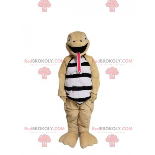 Divertente mascotte serpente beige. Costume da serpente -