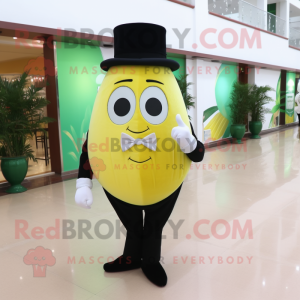 Lemon Yellow Watermelon mascot costume character dressed with a Tuxedo and Bracelet watches