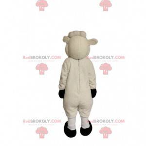 Mascotte de mouton blanc très souriant. Costume de mouton -