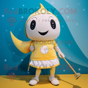 Gold Narwhal maskot kostume...