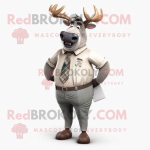 Gray Elk mascot costume character dressed with a Trousers and Ties