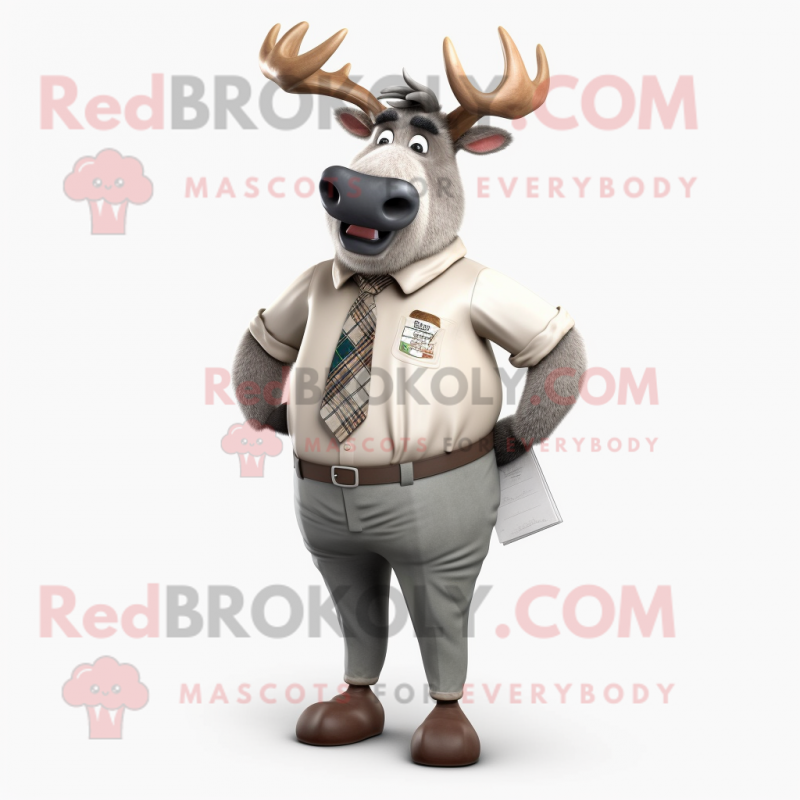 Gray Elk mascot costume character dressed with a Trousers and Ties Gray Elk mascot costume character dressed with a Trousers and Ties