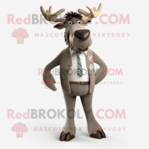 Gray Elk mascot costume character dressed with a Trousers and Ties