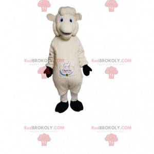 Mascotte de mouton blanc très souriant. Costume de mouton -