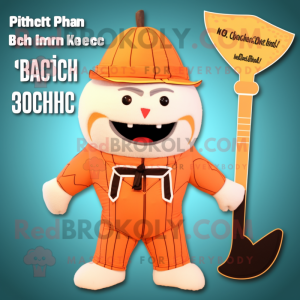 Peach Bbq Ribs mascot costume character dressed with a One-Piece Swimsuit and Ties