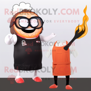 Peach Bbq Ribs mascot costume character dressed with a One-Piece Swimsuit and Ties