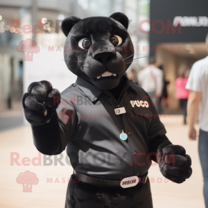 Zwart Puma mascotte kostuum...