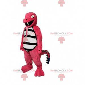 Mascote divertido lagarto rosa. Fantasia de lagarto -