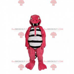 Divertente mascotte lucertola rosa. Costume da lucertola -