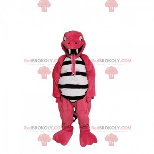 Mascota de lagarto rosa divertido. Disfraz de lagarto -