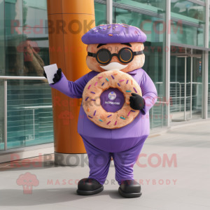 Purple Donut maskot kostym...