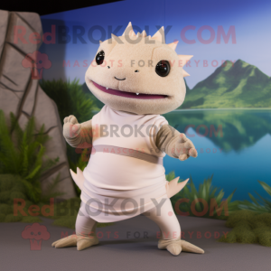 Beige Axolotls mascotte...