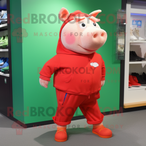 Red Sow maskot drakt figur...