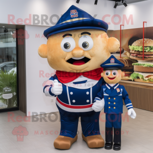 Navy Burgers mascot costume character dressed with a Poplin Shirt and Hairpins