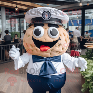 Navy Burgers mascot costume character dressed with a Poplin Shirt and Hairpins