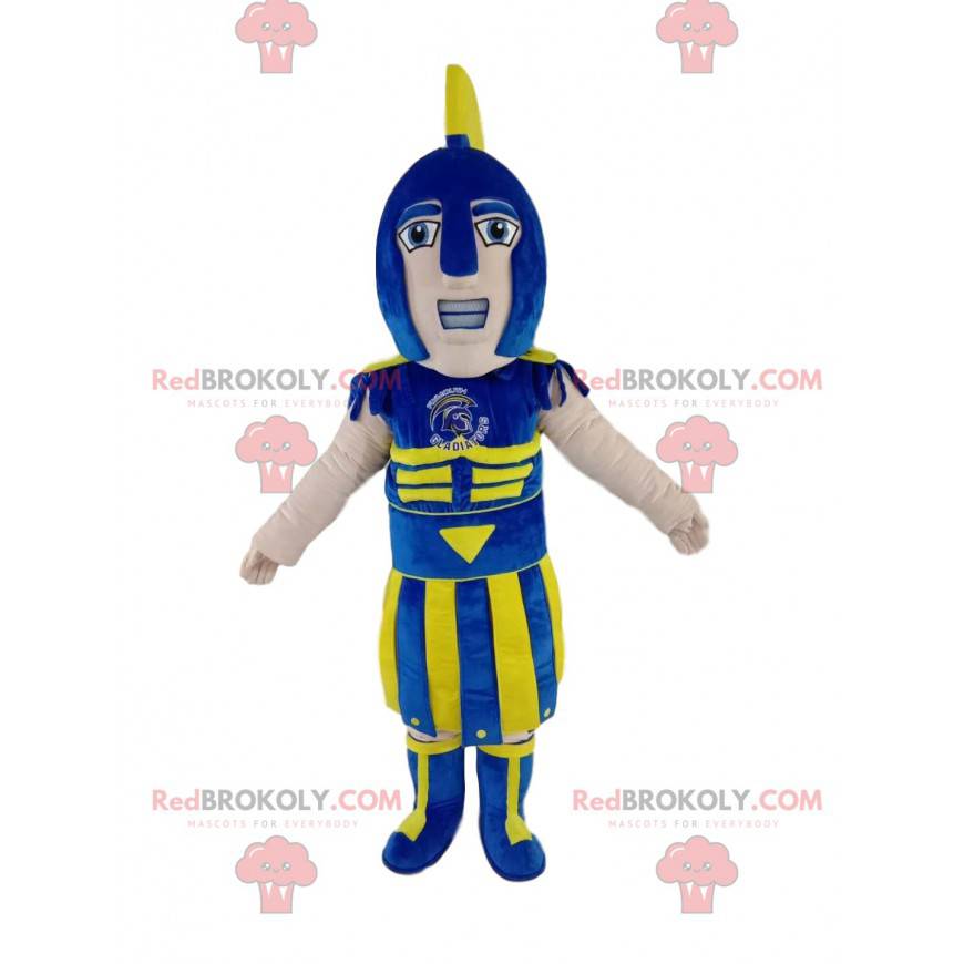 Mascota soldado romano con casco azul y amarillo - Mascota soldado romano con casco azul y amarillo -