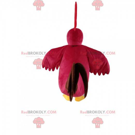 Mascote galo vermelho, com bela plumagem e olhos protuberantes